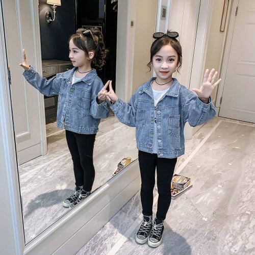Spring 4-12Years Kids Clothes Denim Jacket For Girls Children Outerwear Fashion Jeans Coat Girls Tops Clothes