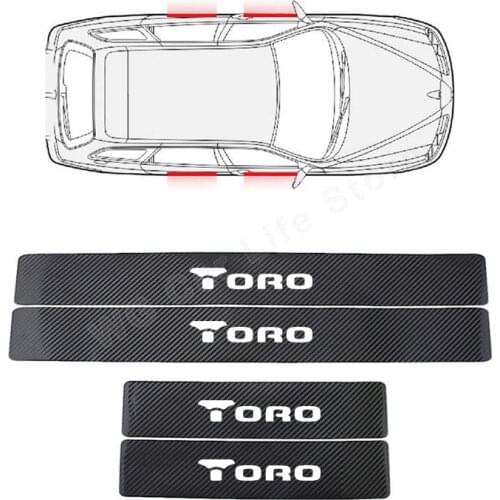 Carbon Fiber Vinyl Sticker For Fiat Toro Car Door Sill Protector Scuff Plate Stickers 4pcs