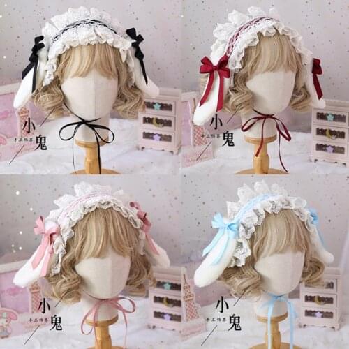 Japanese Sweet Lolita Retro KC Headband Female Lace Trim Bowknot Headwear Cosplay Hairpin Accessories A328