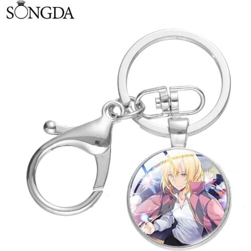 Japan Anime Howls Moving Castle Lobster Keychain Art Photo Glass Cabochon Keyring Bag Charm Car Key Ring Holder For Kids Gifts