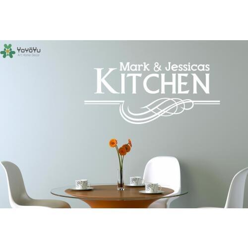 YOYOYU Kitchen Wall Stickers Personalized Name Vinyl Wall Decal Custom Name Art Decor Cafe Shop Removable Interior Sticker SY529
