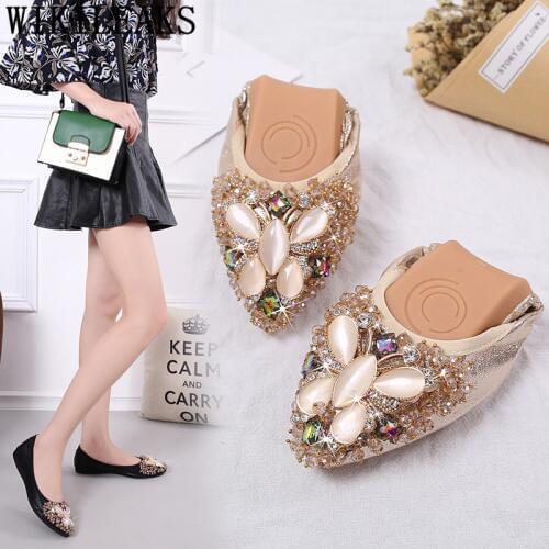 Korean Shoes Pointed Toe Flats Rhinestone Womens Shoes Comfort Loafers Shoes Women Big Size Fashion Tenis Feminino Preto Creeper