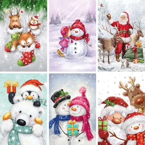 ZOOYA 3d Diamond Painting Snowman Christmas Diy Full Rhinestones Drill Cross-Stitch Kits Square Round Diamond Embroidery Decor
