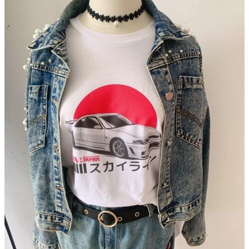 1pcs Japan Car Letter Tees New Arrival Summer Women 100%Cotton Funny T Shirt Female Cute Slogan T shirt
