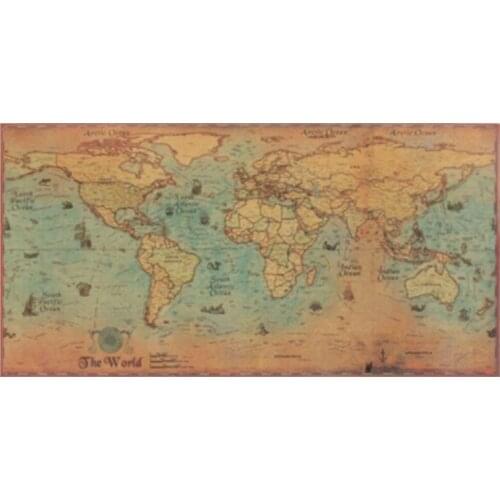 100*50cm Vintage Word Map Poster Map Retro Classic Kraft Paper Poster Vintage Wall Sticker Home Bedroom Decor