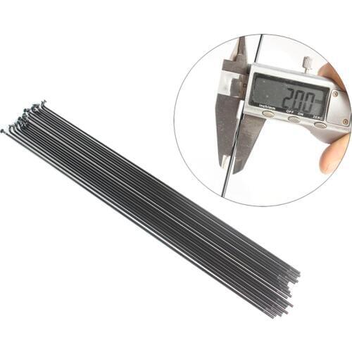 12 Pcs Mountain / Road Bike Steel 14G/14K Spokes Black Colour High Strength Bicycle Spokes 253mm-294mm