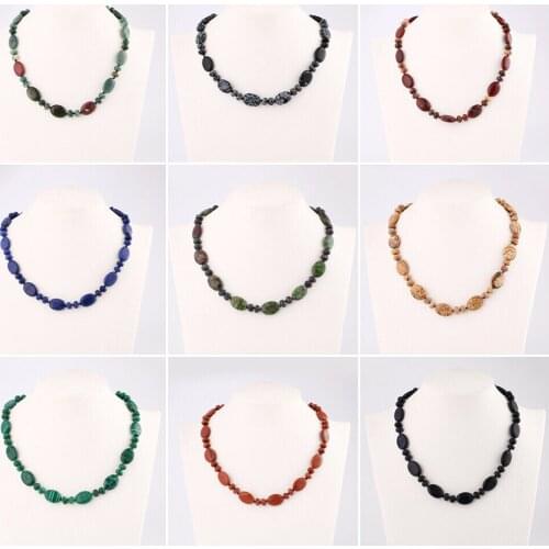 19" Crystal Natural Stone Beads Necklace Bib Choker Necklace Fashion Jewelry Accessories For Women Brazil Opal Sandstone Unakite