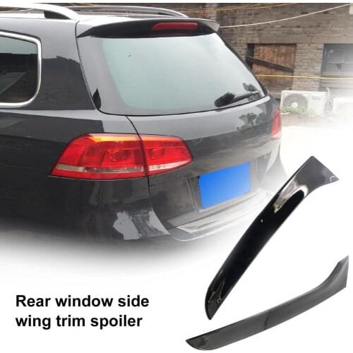 2Pcs Rear Window Spoiler Durable Anti-scratch Bright Black Waterproof Side Wing Spoiler for VW Magotan-Passat B7 Wagon11-15