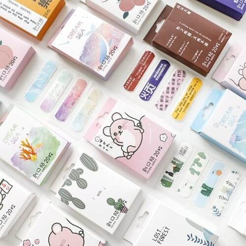 20pcs/box Breathable Kawaii Cartoon Band Aid Hemostasis Adhesive Bandages Outdoor Sport First Aid Emergency for Children Adult