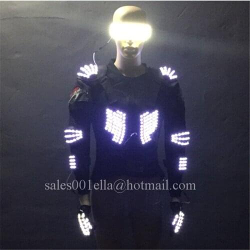 3 Sets Led Luminous Stage Performance Dance Ballroom Costume Clothes With Led Glasses And Gloves