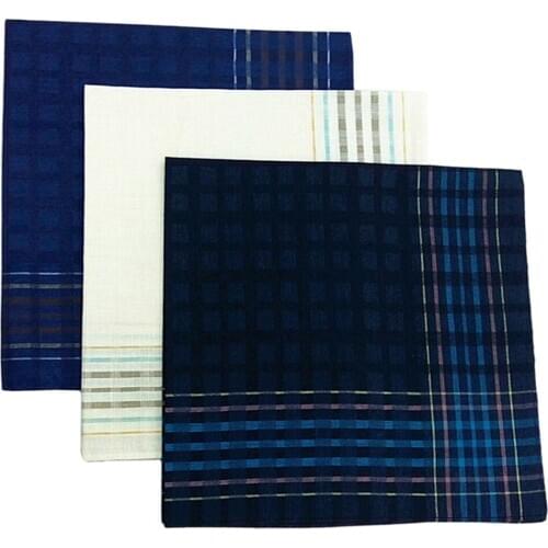 3 Pack Check Pattern Handkerchiefs for Men Party Pocket Square Gift Set 16x16"