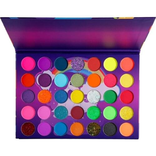 5 Piece 35 Colors Cartoon Pegasus Colorful Matte Eyeshadow Palette Private Label Eye Shadow Pallete Custom Wholesale Makeup Bulk