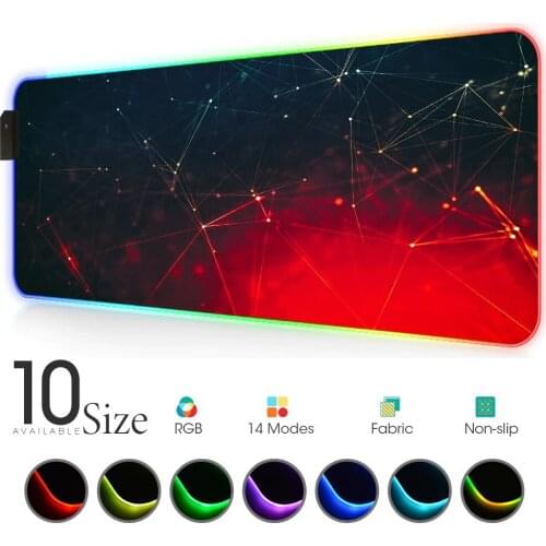 Abstract Black and Red RGB Mouse Pad Gamer Accessories Large LED MousePad Gaming with Backlit for Bears Pc Computer Mat desk rug