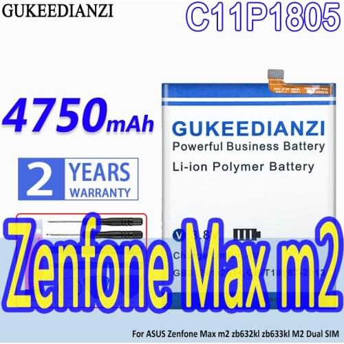 High Capacity GUKEEDIANZI Battery C11P1805 4750mAh For ASUS Zenfone Max m2 zb632kl zb633kl M2 Dual SIM