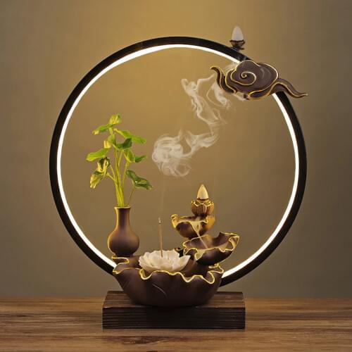 Backflow Antique Incense Burner Holder Clay Buddha Zen Tibetan Incense Burner Smoke Back Flow Bruleur Encens Aroma Lamp AD50IB