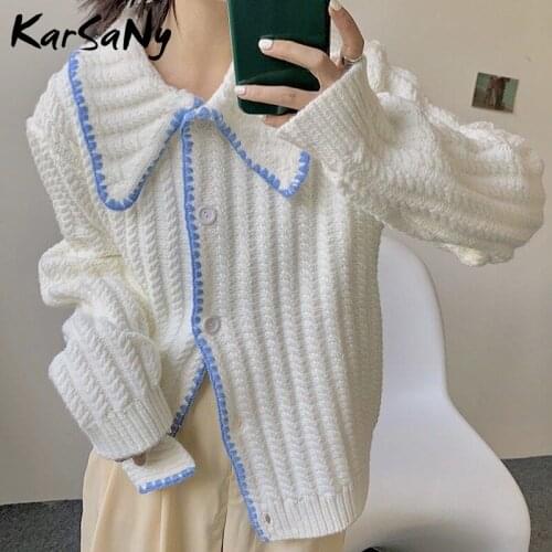 White Oversize Cardigan For Autumn Warm 2021 Knitted Cardigan Jacket With Collar Loose Oversize Womens Cardigan Sweater Yellow
