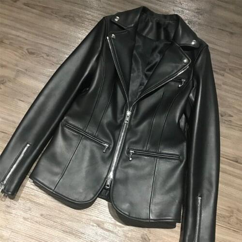 Blazer genuine ladies leather real sheepskin women natural lambskin jacket