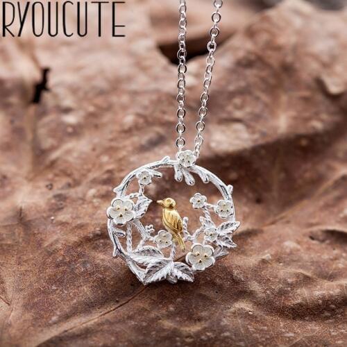 Bohemia Punk Real Silver Color Bird Branch Necklaces For Women Gift Statement Necklace Wedding Jewelry Kolye Colar Bijoux