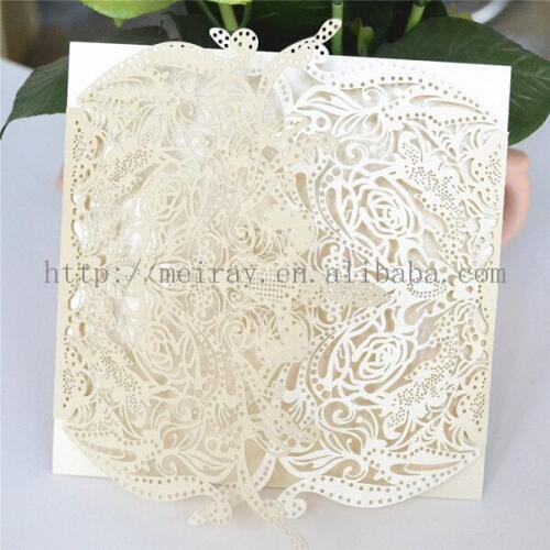 Paper Material and Customize Style laser cut luxurious wedding invitation card