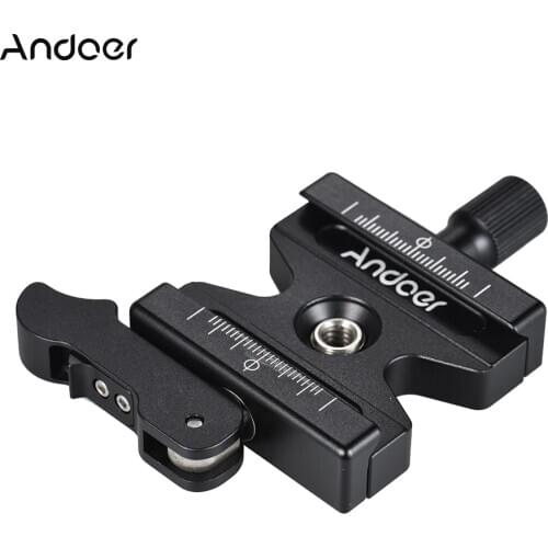 Andoer CL-50LS Quick Release Clamp Aluminum Alloy w/Adjustable Lever Knob-Type Compatible for Arca Swiss Standard Ball Head