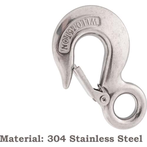 Silver 304 Stainless Steel 113mm Corrosion Resistance Fixed American Type Marine Heavy Duty Trigger Round Eye Lifting Snap Hook
