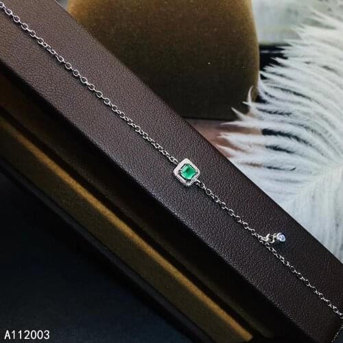 KJJEAXCMY Fine Jewelry 925 Sterling Silver inlaid gemstone Emerald women hand bracelet luxury support detection
