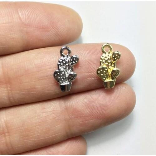 Eruifa Pretty 20pcs 5*10mm Cactus Zinc alloy Women charms Wholesales necklace,earring bracelet jewelry DIY handmade 2 colors