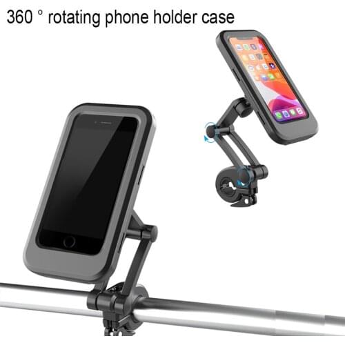 360 Rotation Waterproof Bicycle Motorcycle Mobile Phone Holder Magnetic Case Bike Handlebar Touch Screen Bag Pouch Mount Bracket