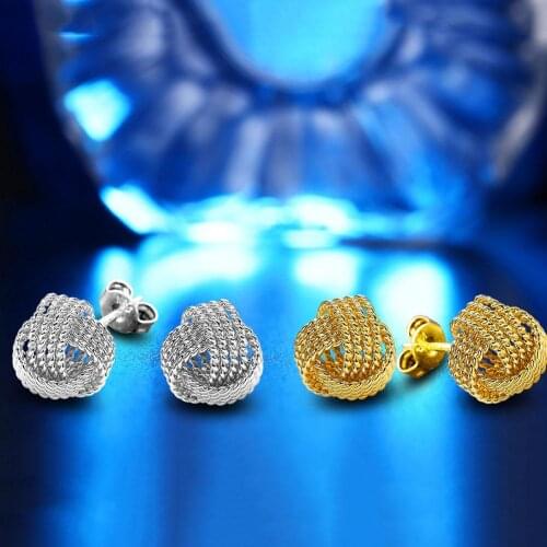 Fashion Best Selling Earrings Women Round Ball Woven Twisted Rope Love Knot Stud Earrings Jewelry Gift