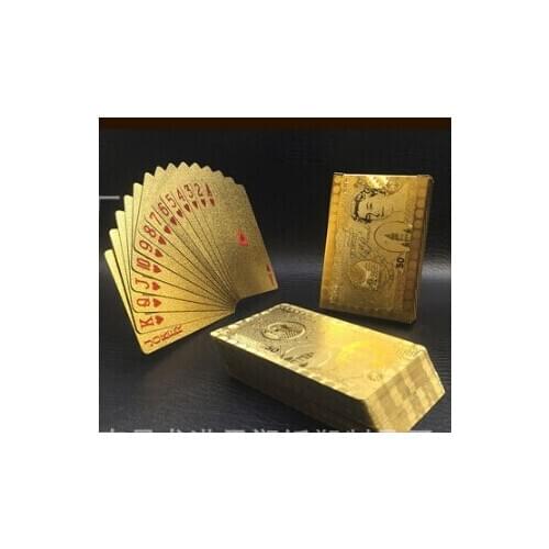 Fashion Waterproof Gold Color Poker Cards Marvellous Luxury Foil Plated Plaid Playing Cards Deck Magic Card Party GamesModel