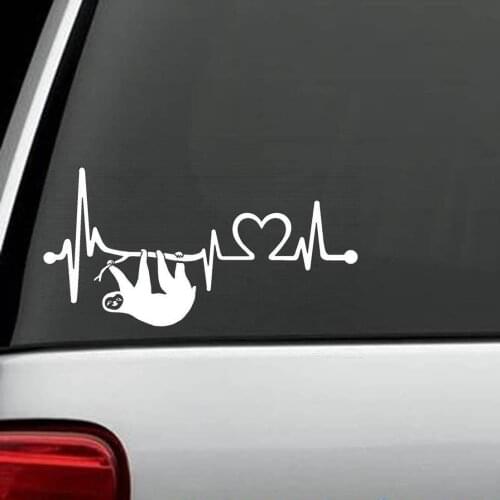 For Sloth Heartbeat Lifeline Monitor Decal Sticker Car Truck SUV Van Laptop Styling