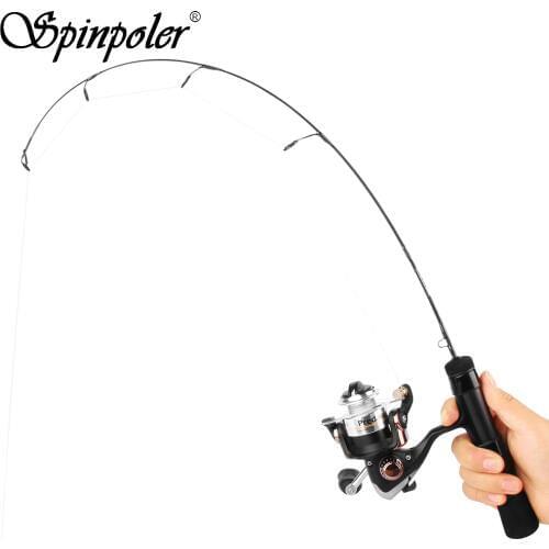 New Winter Fishing 61cm 63.5cm 66cm, UL L ML, Spinning Fishing Reel Fly Reel And Ice Fishing Rod Combo Portable Mini Set