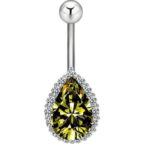 New Arrival Big Water Drop Zircon Navel Piercing Stainless Steel Belly Button Rngs Body Jewelry for women Body Accessory