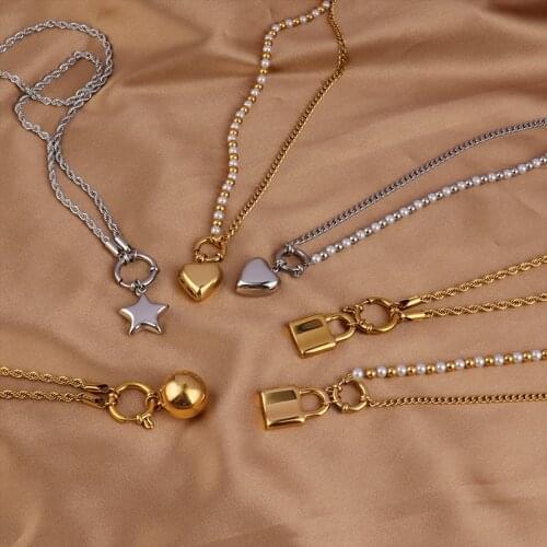 Stainless Steel Necklace 2021 Long Chain Necklace For Women Twist Chain Necklace Hollow Lock Pendant Necklace Heart Jewelry Gift