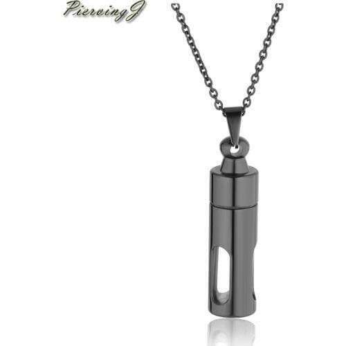 PiercingJ Stainless Steel Openable Container Tube Urn Keepsake Cremation Memorial Pendant Necklace for Ashes+ Funnel Fill Kit