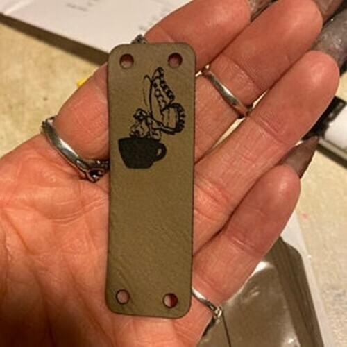 Personalize Fold Over Tags,leather tags for crochet,Knitting Labels,Leather labels for knitted and crocheted items