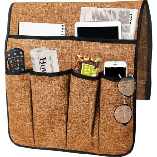 For Smart Phone Book Magazines Ipad TV Remote Control Holder Home Sofa Armrest Organizer Armchair Storage with 6 Pockets