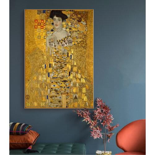 Portrait Of Adele Bloch Canvas Paintings On The Wall Gustav Klimt Kiss Paintings Reproductions Canvas Prints For Living Room
