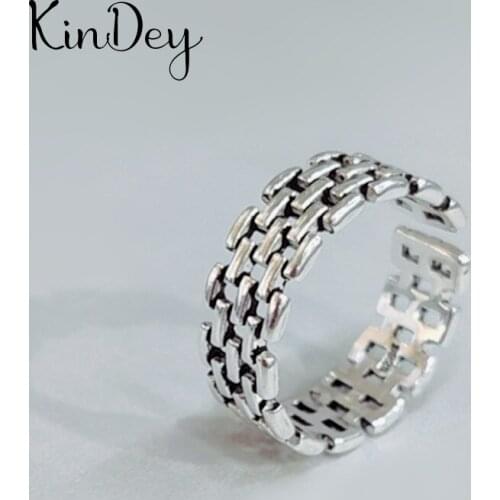 Trendy Silver Color Hollow Rings For Women Men Boho Vintage Jewelry Adjustable Size Finger Rings