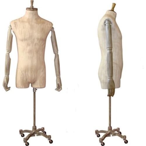 Retro Model Retro Mens Half Model Casual Wear Figure Male Mannequin Bag Cloth Mold