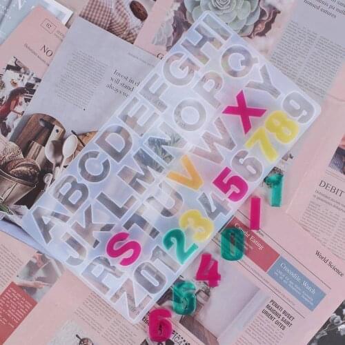 Number and 26 Letter Design DIY Silicone Molds Resin Casting Mold For UV Resin Epoxy Jewelry Making White 360x194x10mm