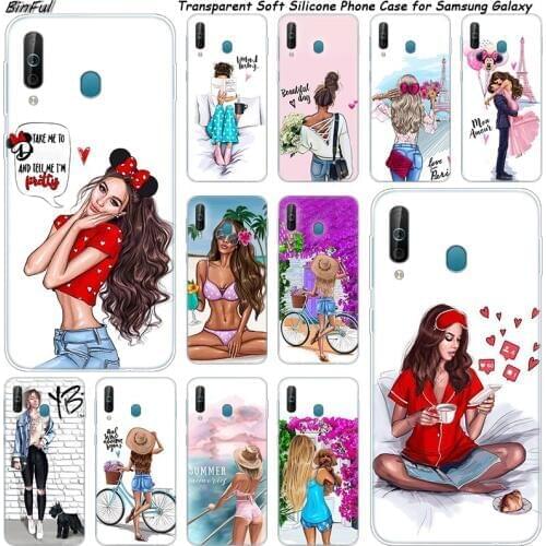 Baby girl Silicone Phone Case For Samsung Galaxy A80 A70 A60 A50 A40 A40S A30 A20E A2CORE M40 Note 10 Plus 9 8 5 Fashion Cover