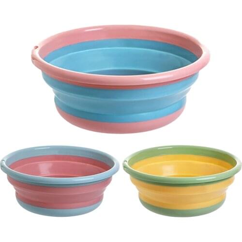 Camping Washbasin Silicone Foldable Fishing Car Wash Cleaning Supplies With Portable Folding Bucket