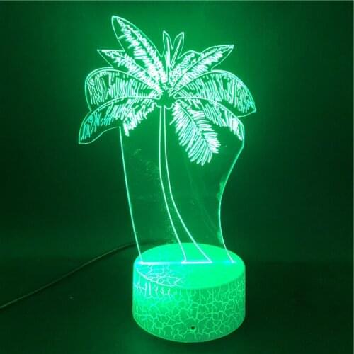 Led Night Light 3D Table Lamp Tropical Coconut Trees Bluetooth Control Club Party Atmosphere Nightlights