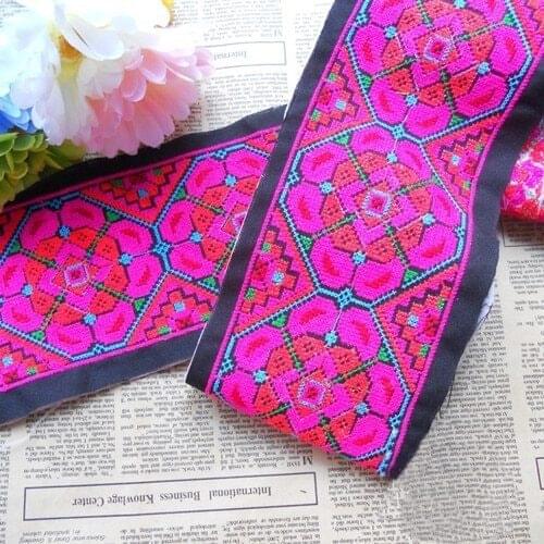 Miao cross stitch crochet fabric lace sewing trim 12cm dress collar ribbon tape webbing ethnic tribal nepal thai india boho DIY