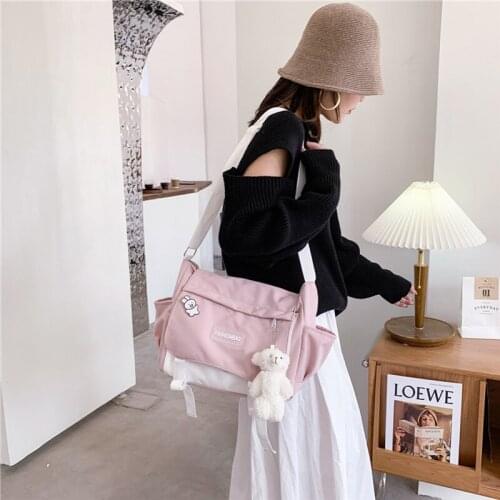 Women Large-Capacity Canvas Shoulder Bag Small Fresh Girl Cute Crossbody Messenger Bag Carton Shopper Bags Female Handag