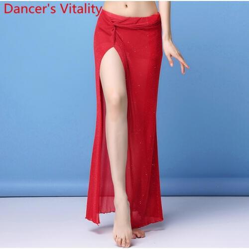 Belly Dance Practice Clothes New Summer Slim Fit Sexy Split Long Skirt Women Beginners Oriental Indian Dancers Training Costume