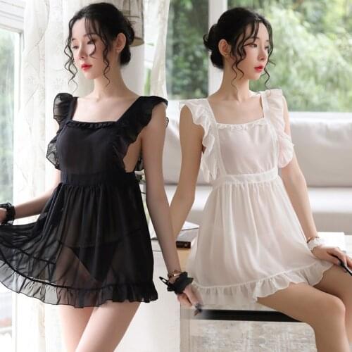 Household Lolita Maid Girl Sexy Women Apron Dress Skirt Style Sexi Kawaii Princess Uniform Kitchen Waitress Baking Aprons White