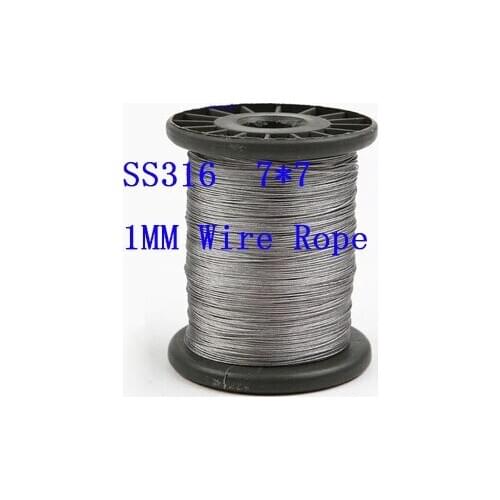 100 meters,SS316 material, 1mm dia, 7*7 Structure,Stainless Steel Wire Rope Hanging clothes Fishing rope