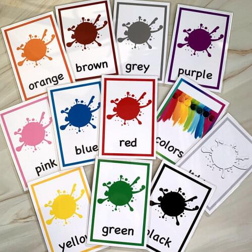 12Pcs Kids English Learning Word Cards Color Flash Cards Children Color Cognition Memory Education Toy Montessori plays